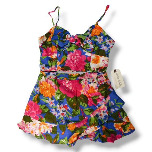 NWT B.O.G. Lottie & Holly Coordinated 2pc Set Crop Top & Skort Sz. L [12] Blue - Picture 2 of 8